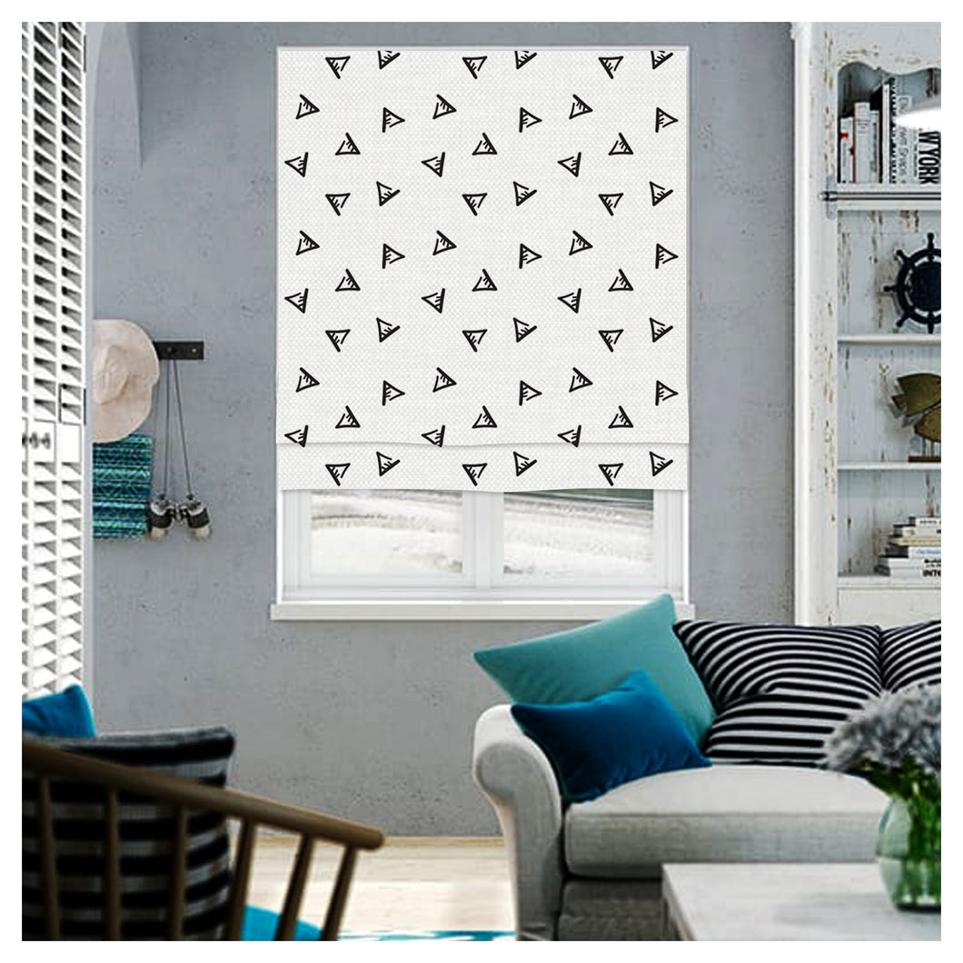 Triangle Doodle Print Minimalist Nordic Window Roman Shade