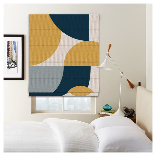 Collage Geometric Bauhaus Style Pattern Print Window Roman Shade