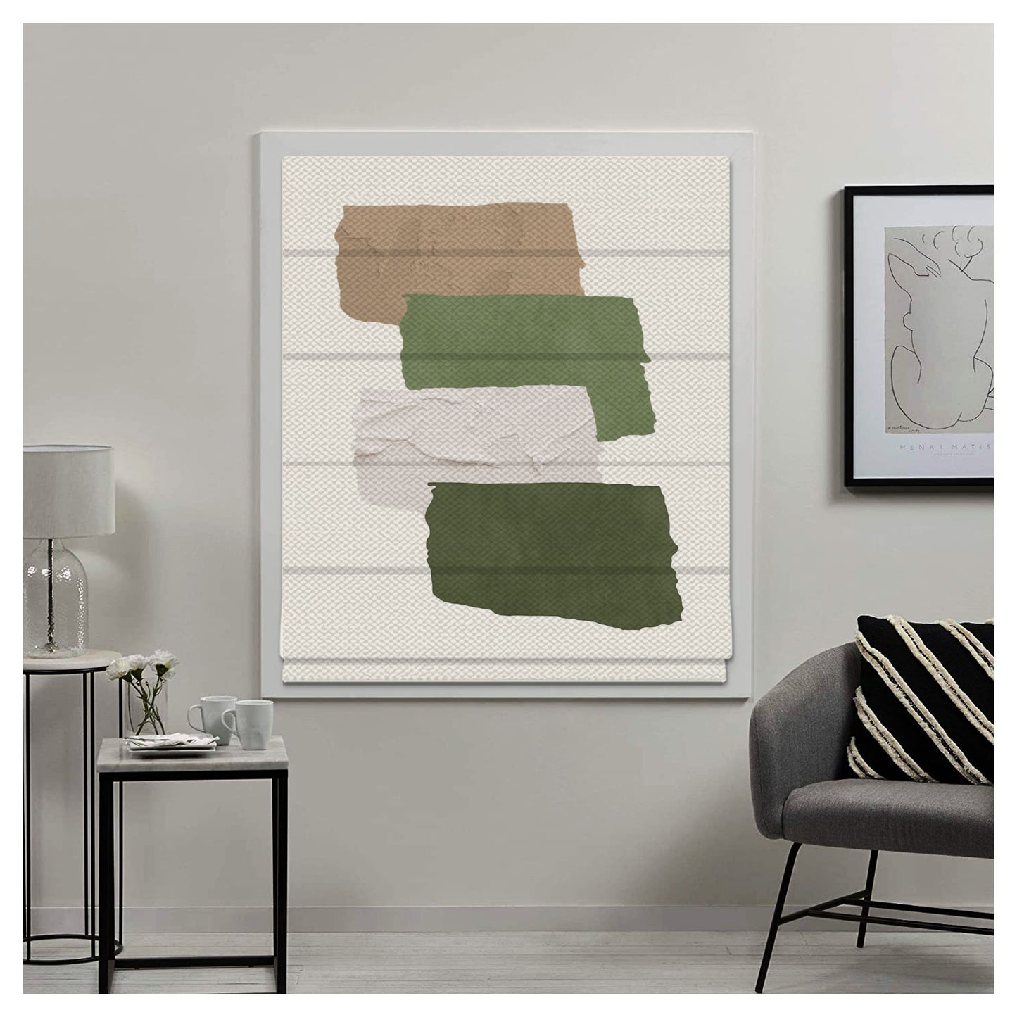 Boho Oil Painting Brush Window Roman Shade