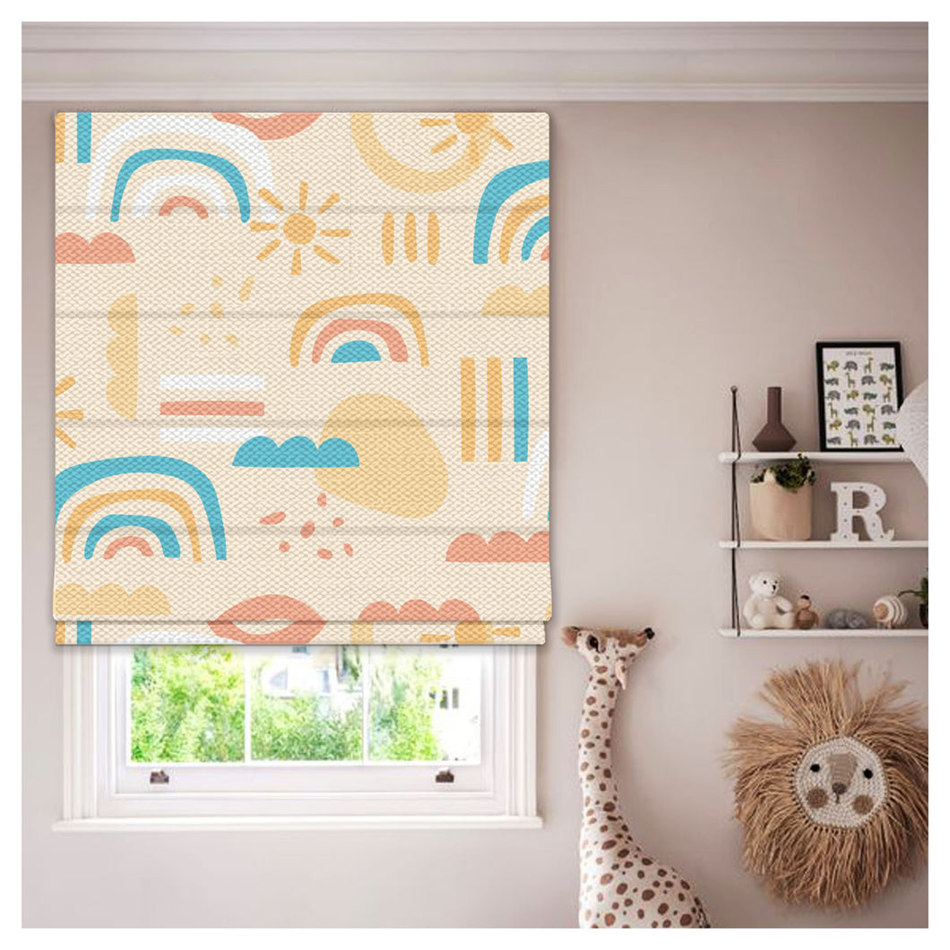 Nursery Rainbow Boho Vibes Window Roman Shade – Art Shades