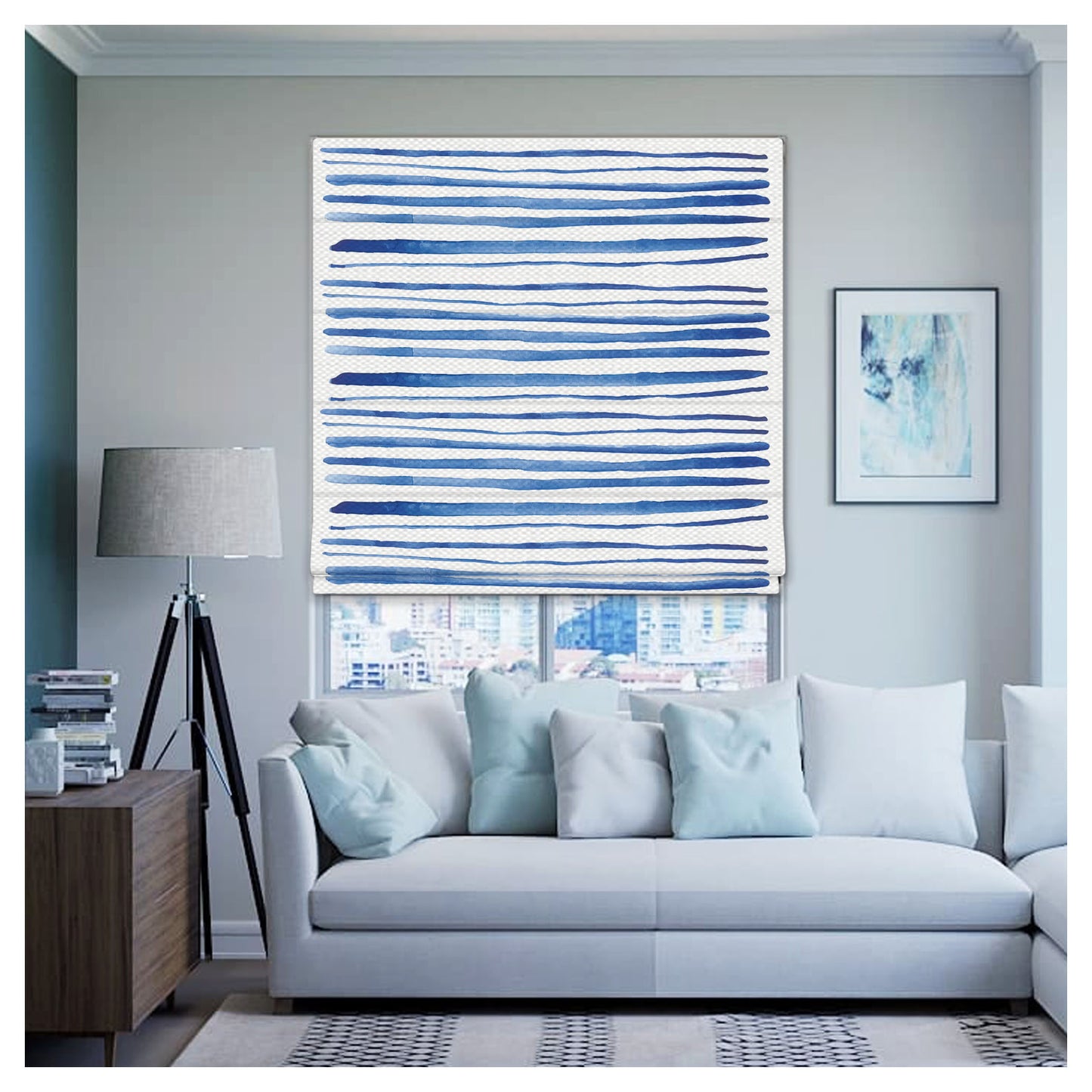 Watercolor Line Pattern Scandinavian Print Window Roman Shade