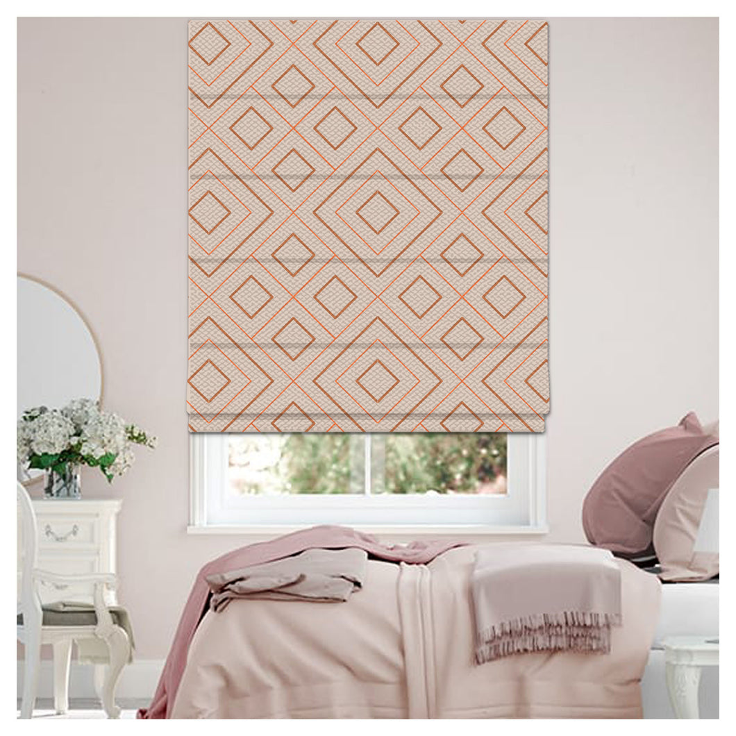 Mid Century Geometric Pattern Print Window Roman Shade
