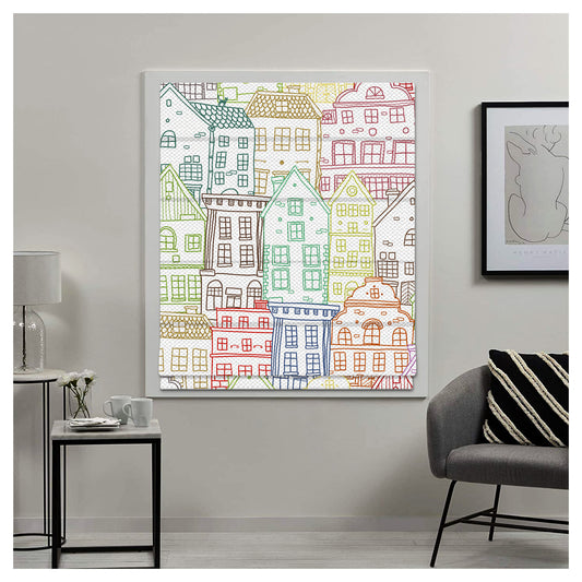 Nursery Doodle Houses Window Roman Shade