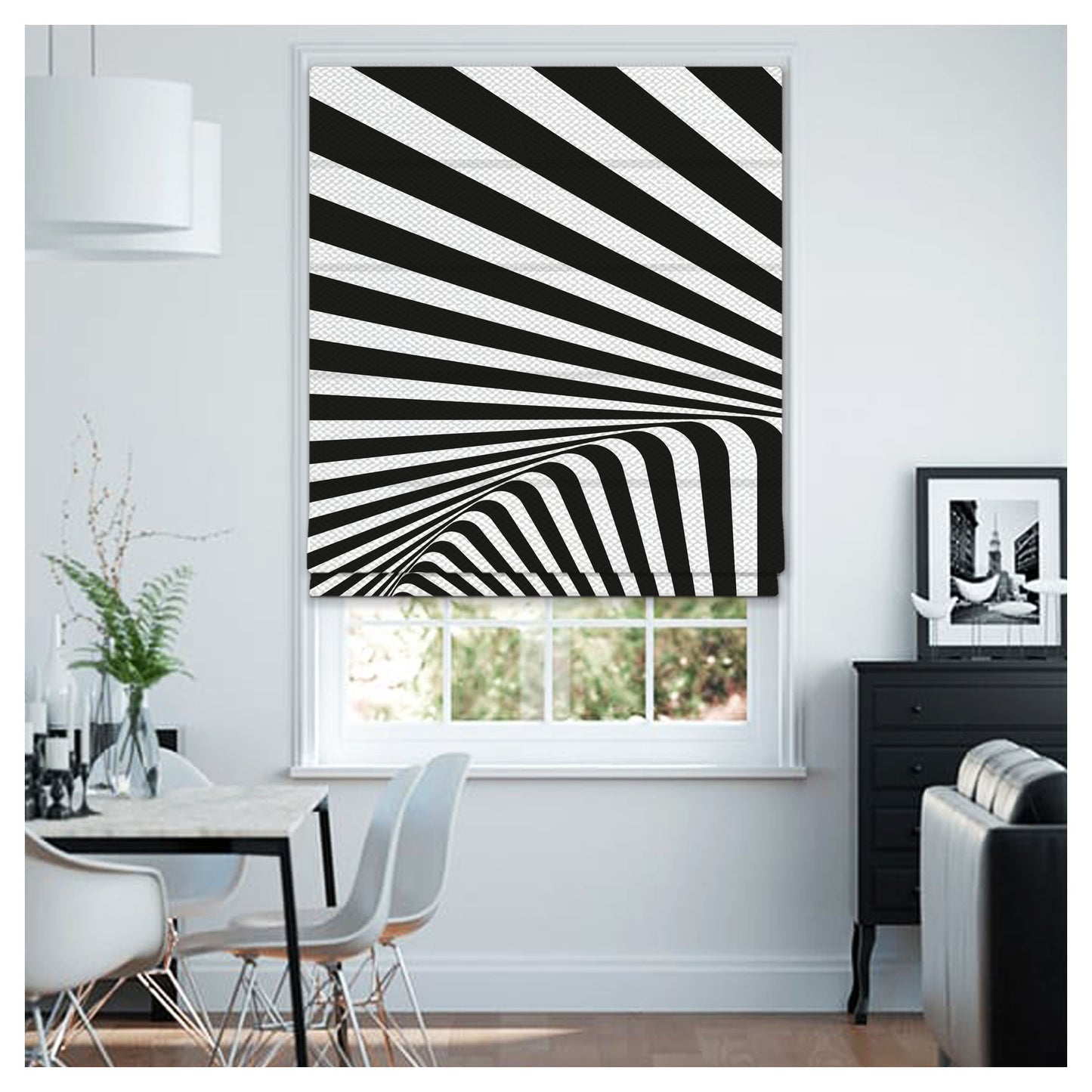 Zebra Black and White Stripes Window Roman Shade