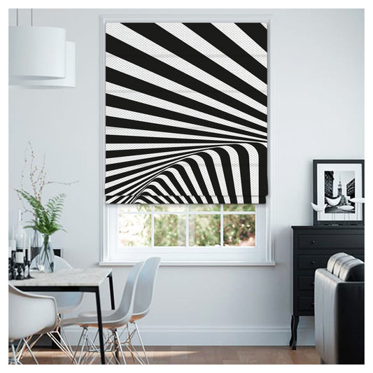 Zebra Black and White Stripes Window Roman Shade