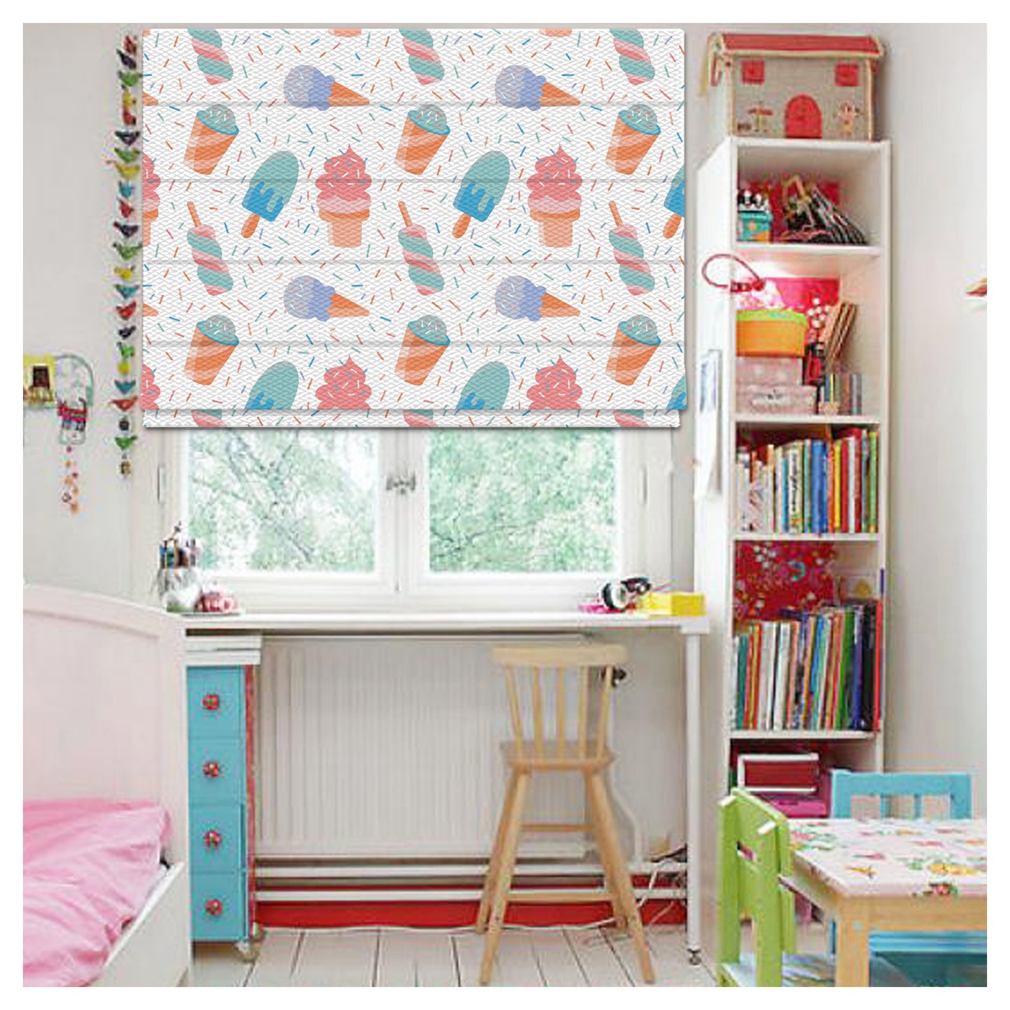 Summer Ice Cream Nursery Window Roman Shade
