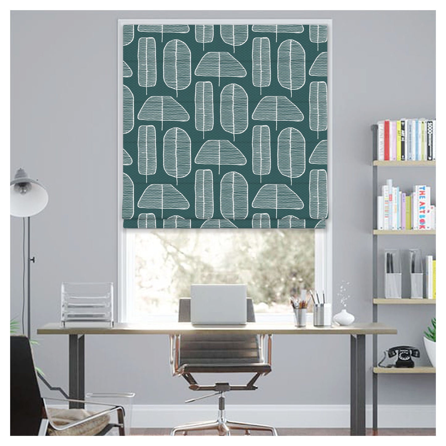 Organic Natural Leaf Shape Window Roman Shade