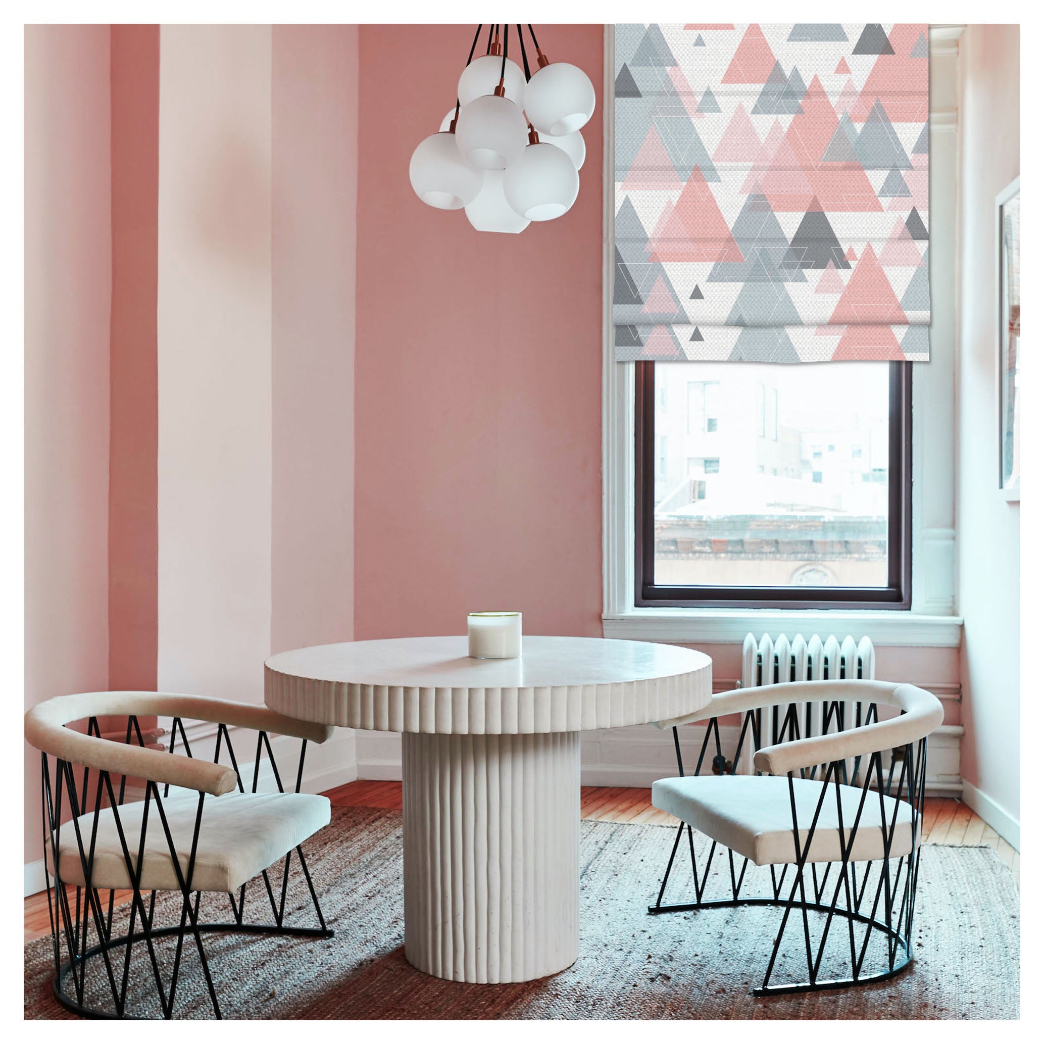 Pink Triangle Scandinavian Window Roman Shade – Art Shades