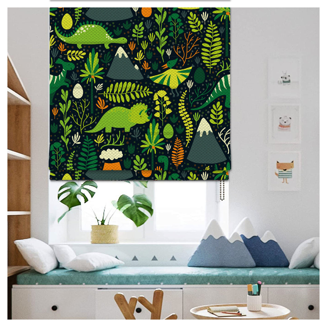 Dinosaur Nursery Pattern Print Window Roman Shade