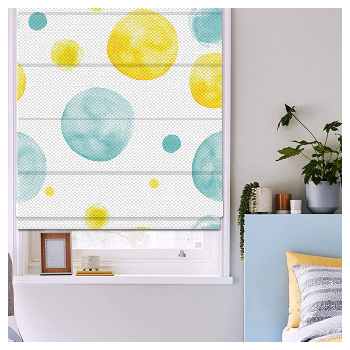 Watercolor Polka Dot Pattern Print Window Roman Shade