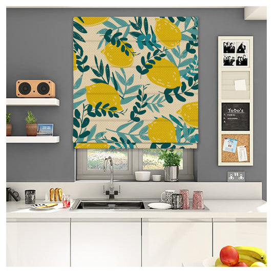 Lemon Pattern Print Window Roman Shade
