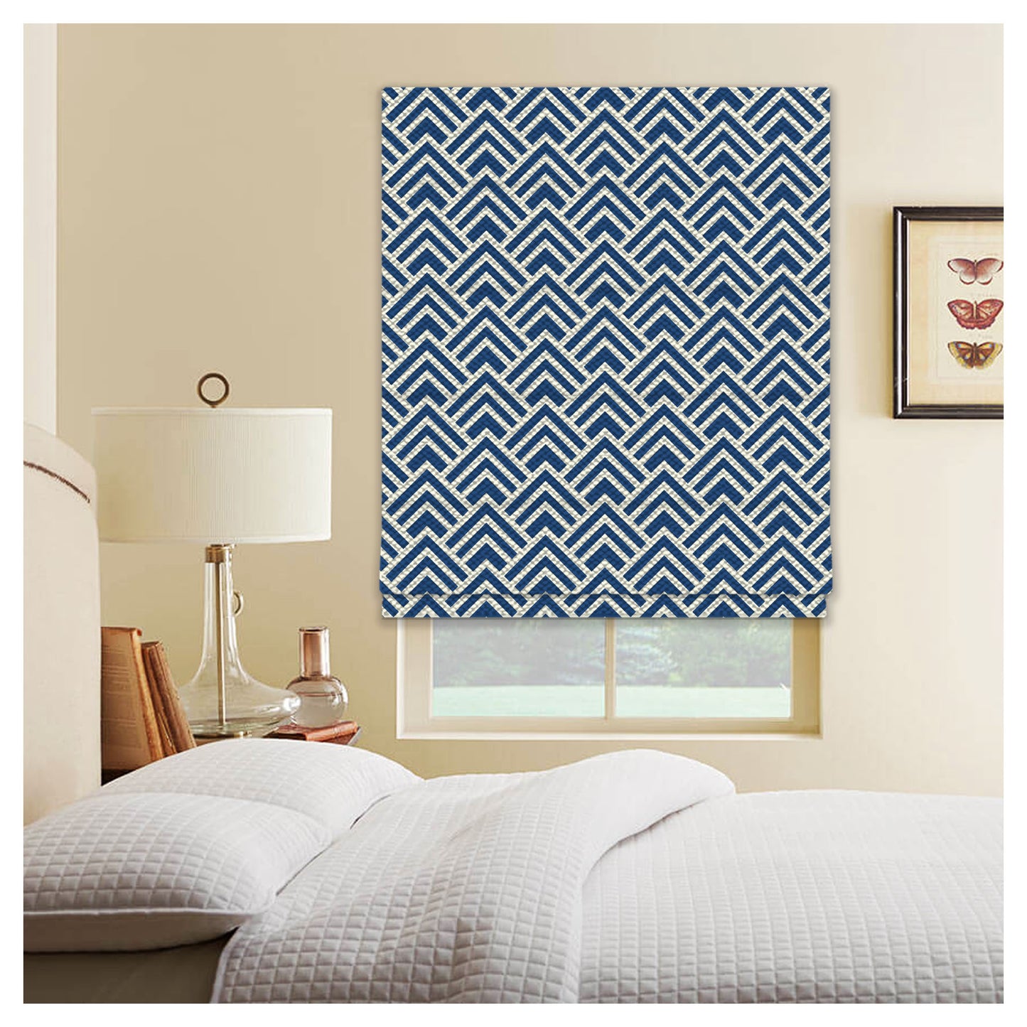 Geometric Classic Pattern Print Window Roman Shade