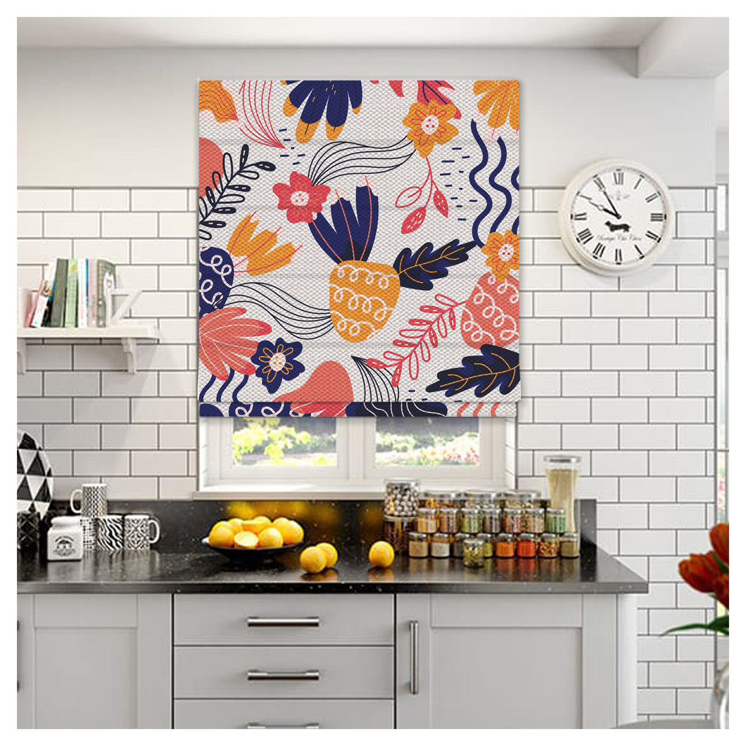 Hand Drawn Abstract Organic Shapes Pattern Print Window Roman Shade