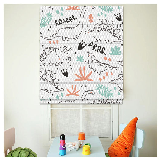 Dinosaur Nursery Pattern Print Window Roman Shade