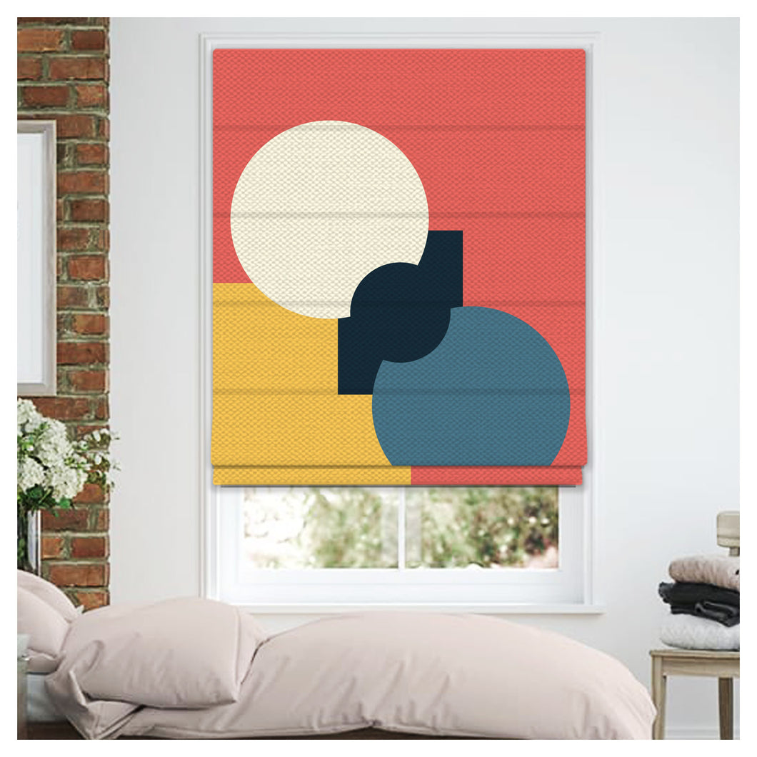 Collage Geometric Bauhaus Style Pattern Print Window Roman Shade