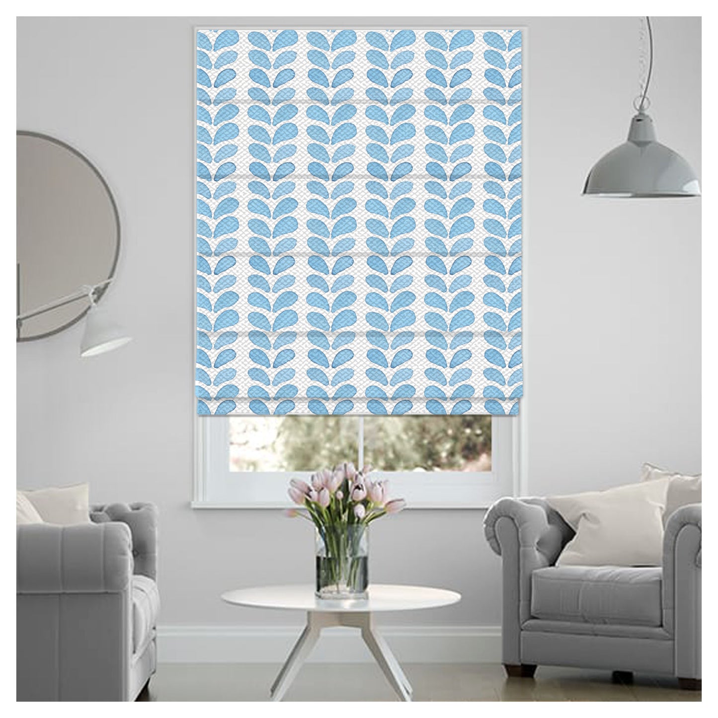 Watercolor Leaf Pattern Print Window Roman Shade
