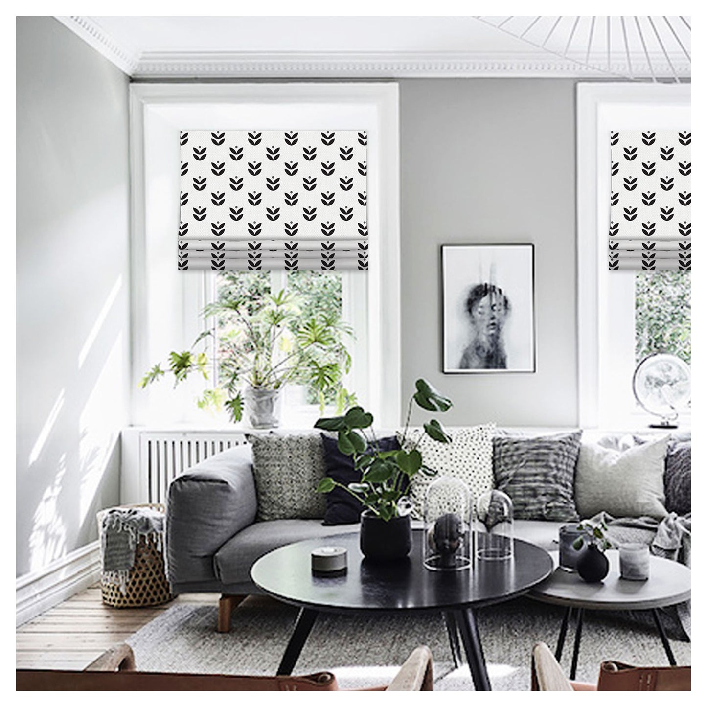 Black and White Scandinavian Window Roman Shade