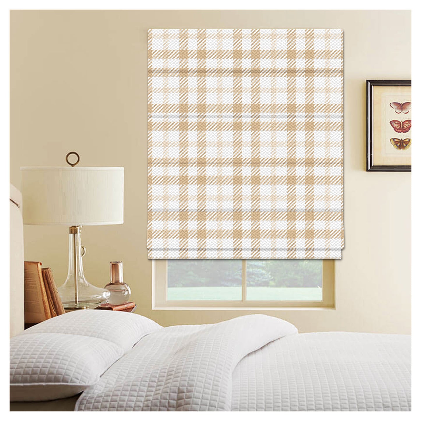 Elegant Tartan Pattern Print Window Roman Shade