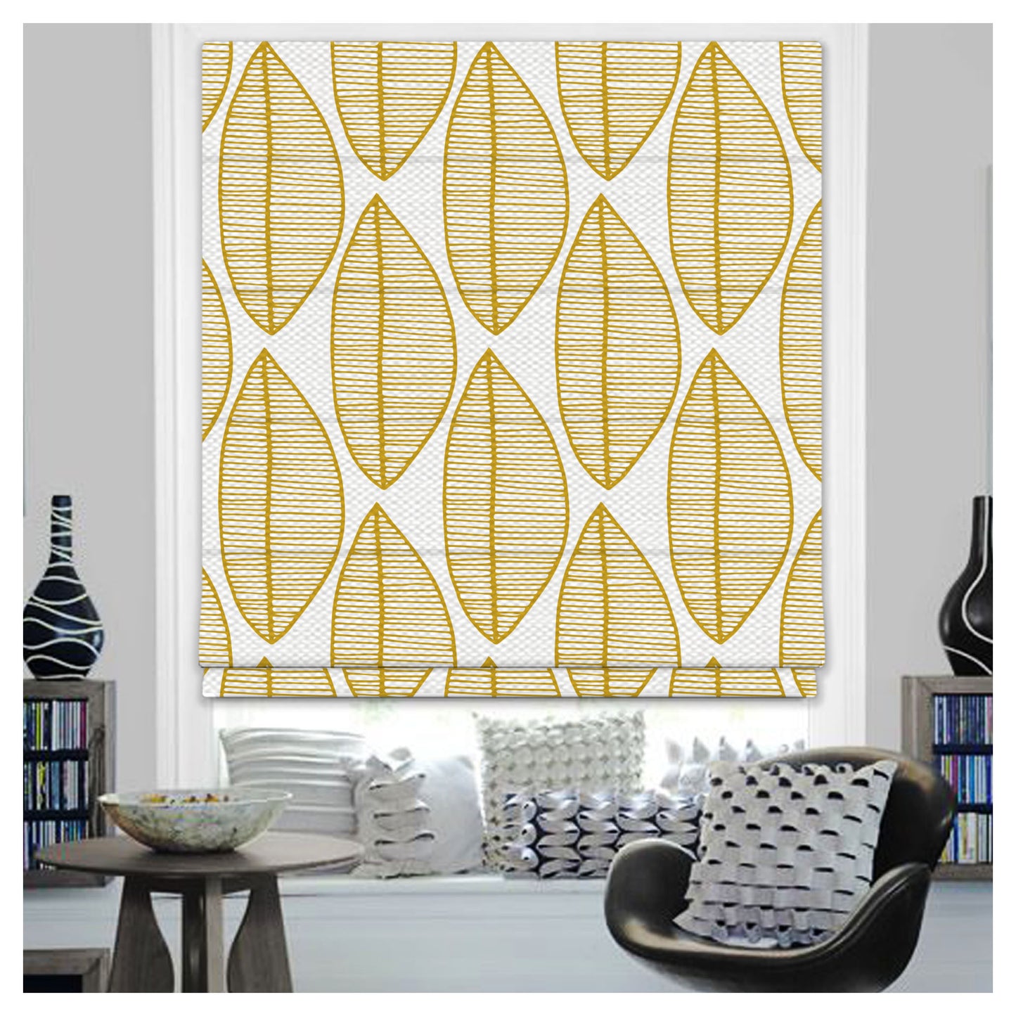 Forest Leaf Pattern Scandinavian Print Window Roman Shade