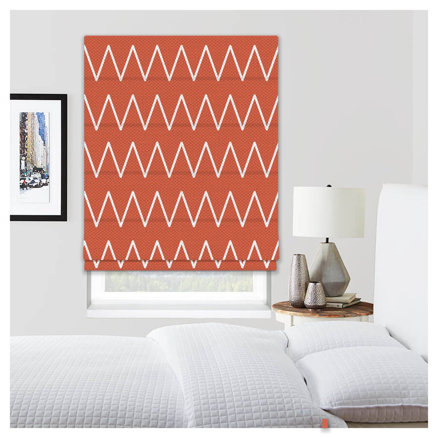 Midcentury Orange Window Roman Shade
