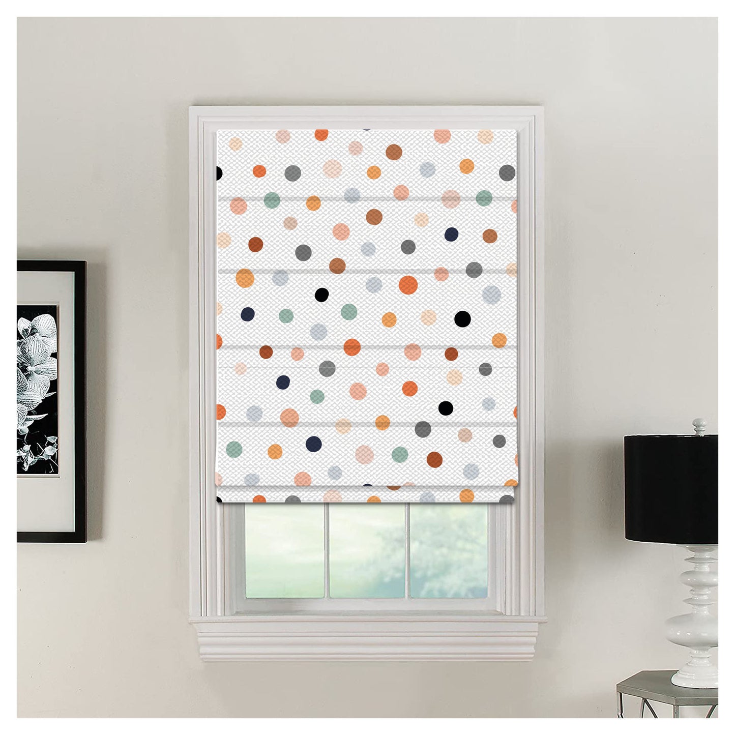 Nursery Colorful Polka Dot Pattern Print Window Roman Shade
