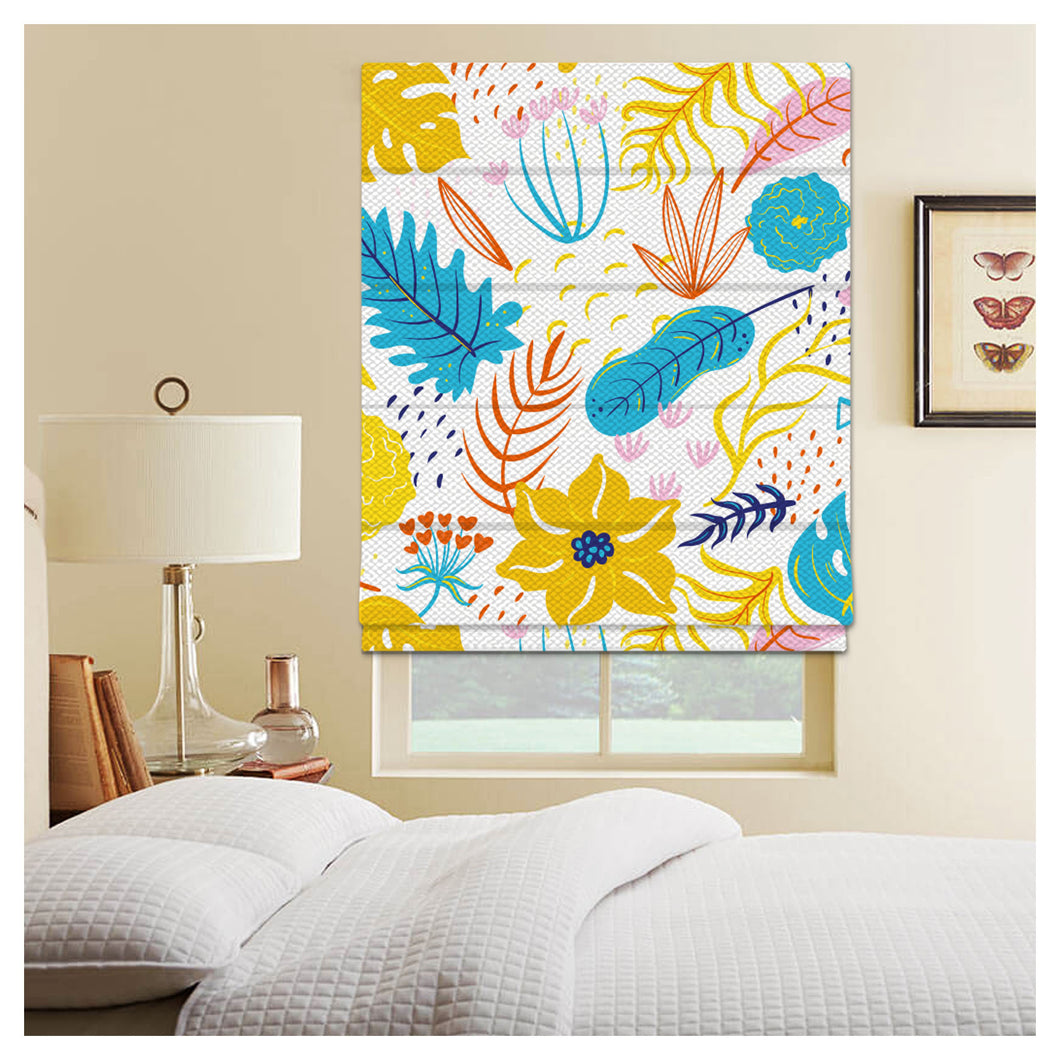 Painted Tropical Floral Pattern Print Window Roman Shade