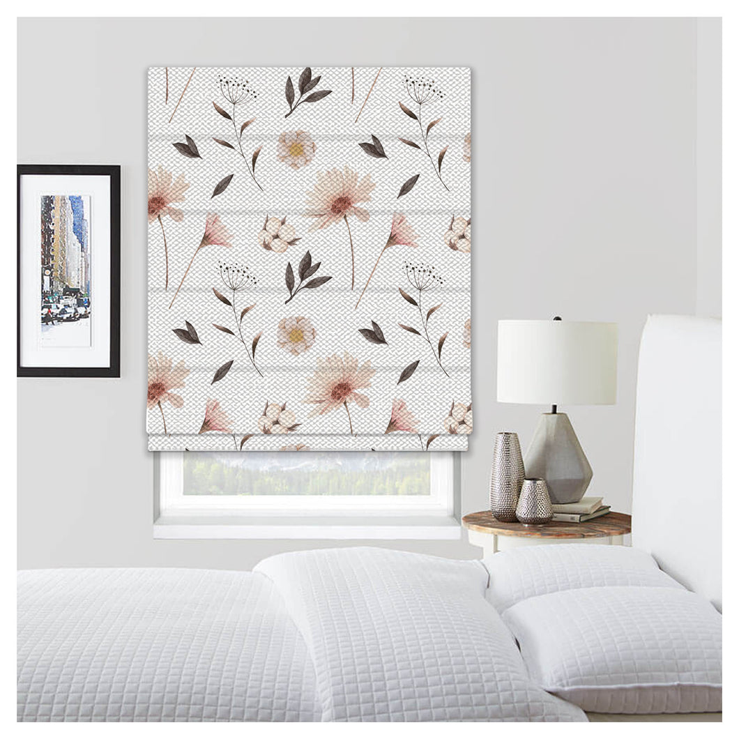Hand Painted Watercolor Floral Pattern Print Window Roman Shade