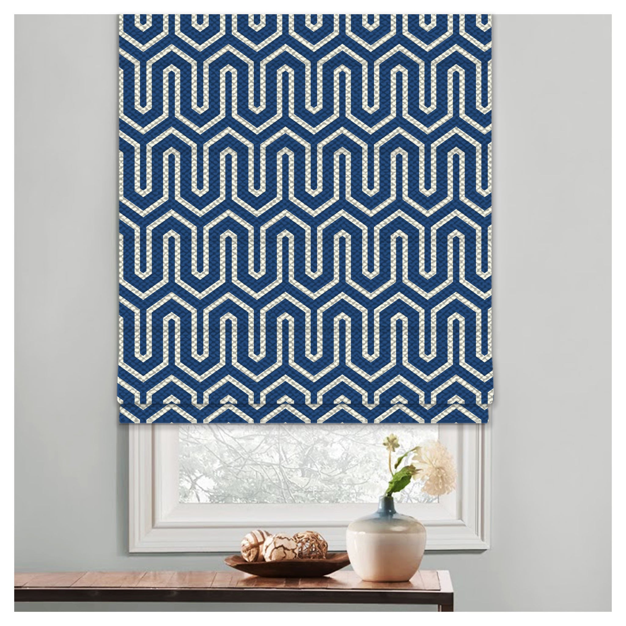 Shaded Pattern Window Geometric Classic Pattern Print Window Roman Shade – Art Shades