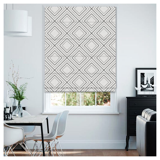 Black And White Diamond Shapes Pattern Window Roman Shade