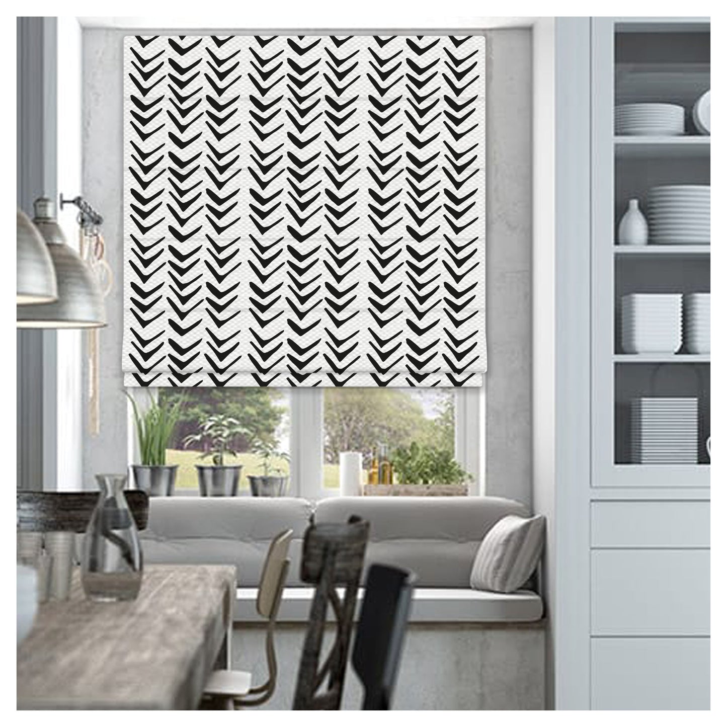 Black and White Seamless Pattern Window Roman Shade