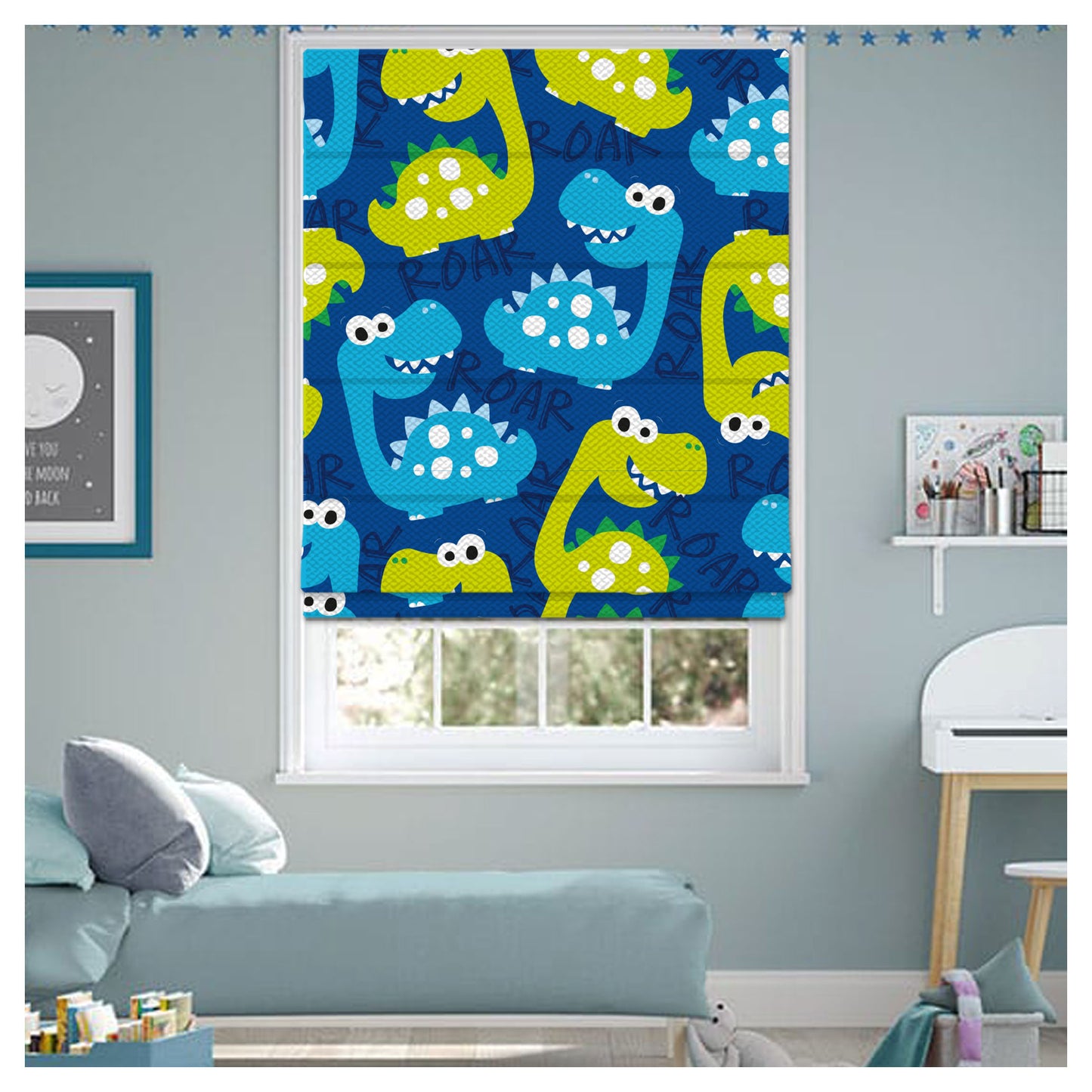 Dinosaur Nursery Pattern Print Window Roman Shade