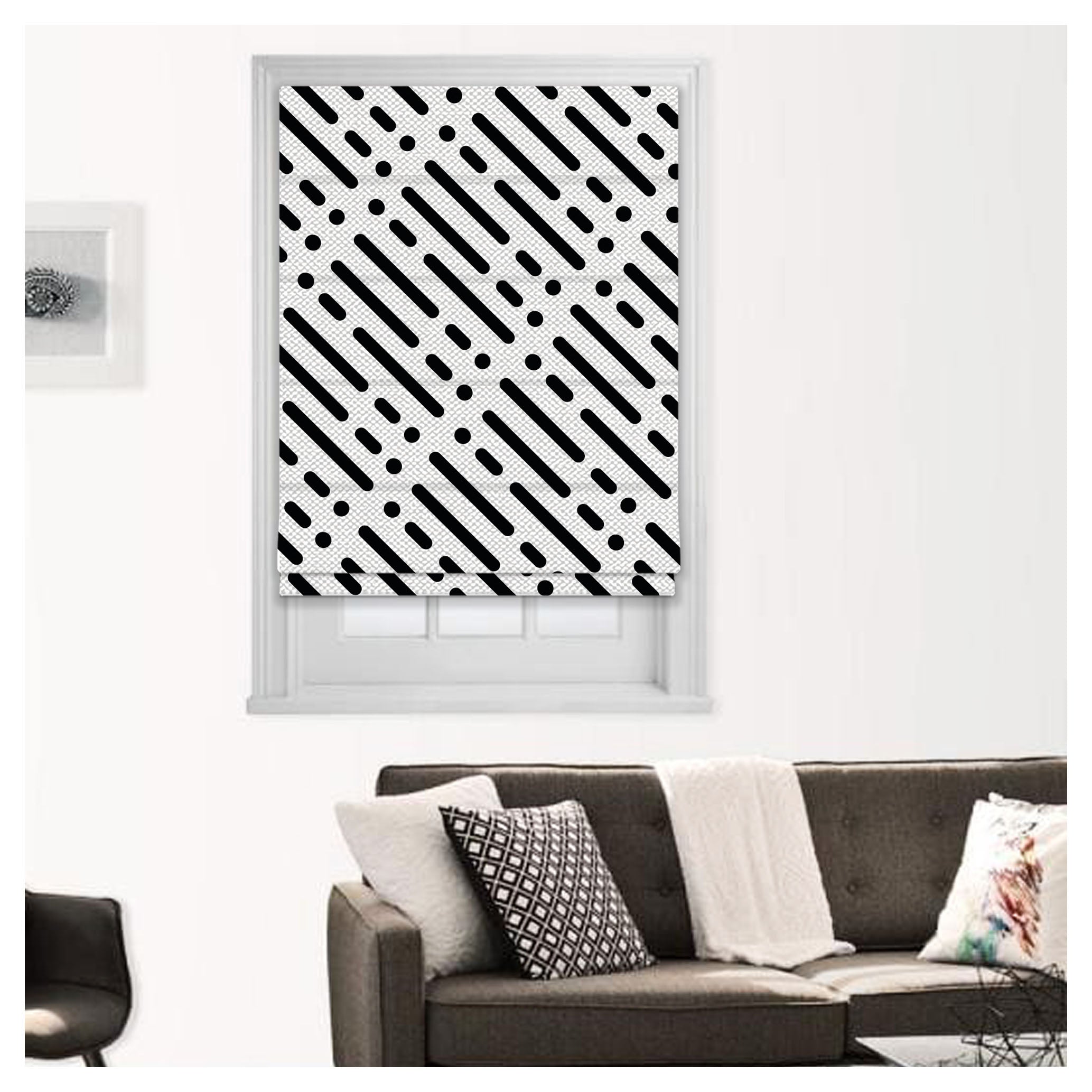 Shaded Pattern Window Line and Dots Minimal Pattern Print Window Roman Shade – Art Shades