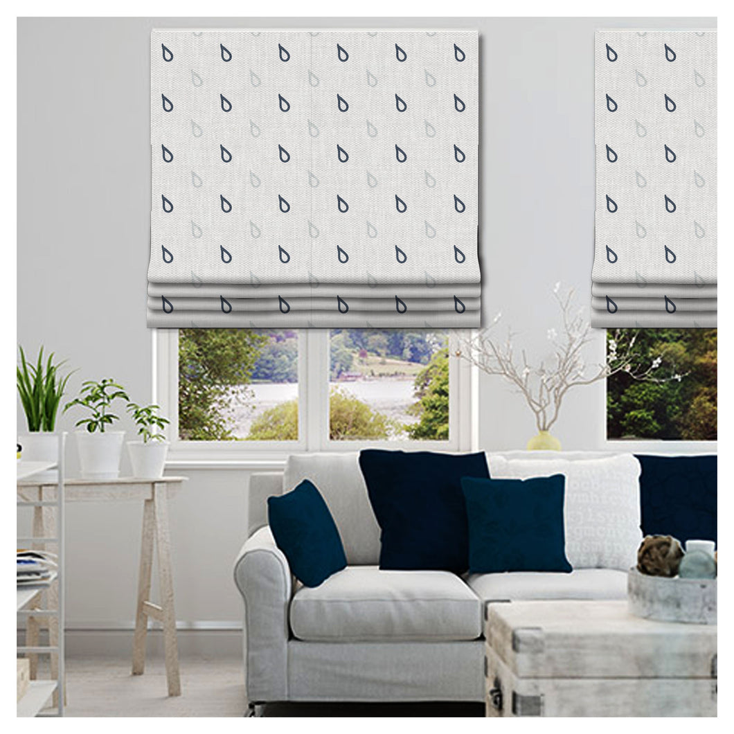 Raindrops Boho Scandinavian Window Roman Shade