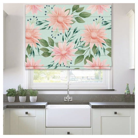 Watercolor Floral Pattern Print Window Roman Shade