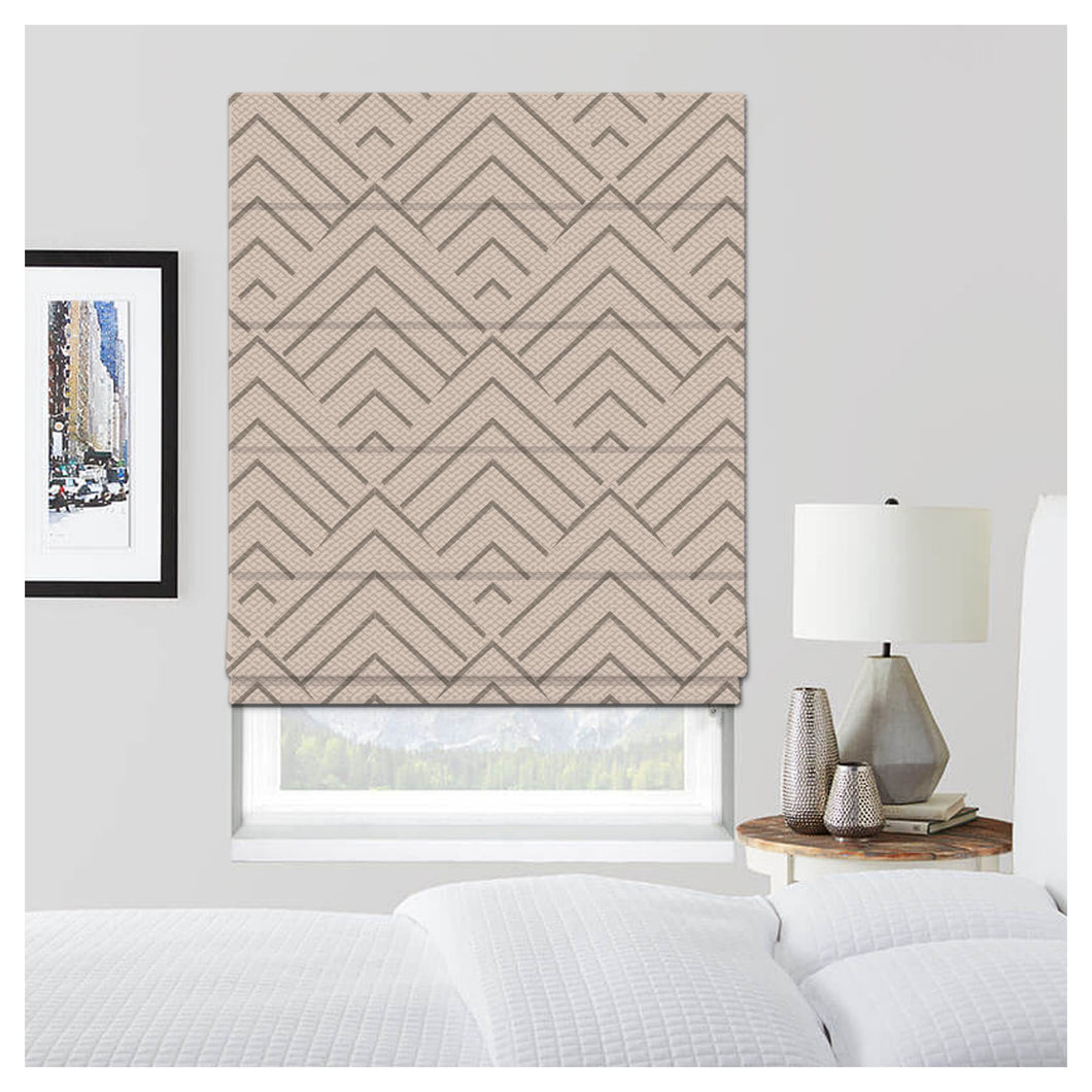 Contemporary Geometric in Khaki Window Roman Shade
