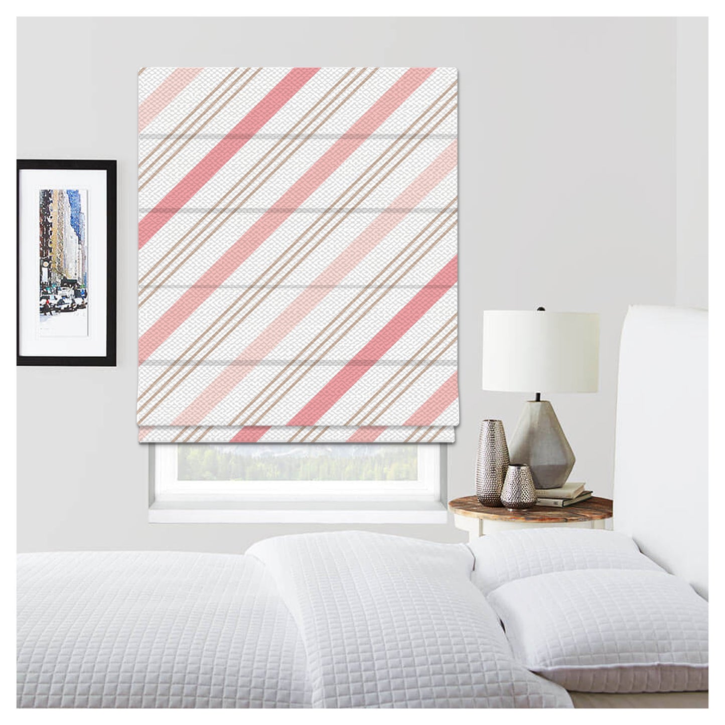 Baby Girl Pink Cute Textile Pastel Pattern Print Window Roman Shade