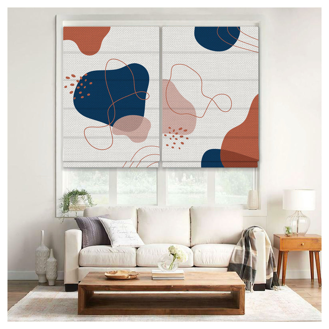 Midcentury Organic Free Form Shapes Window Roman Shade