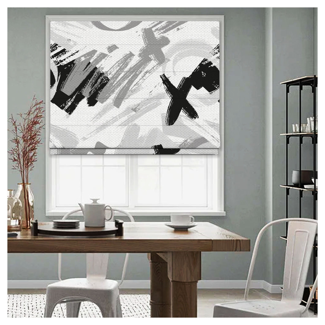 Abstract Brush Stroke Pattern Print Window Roman Shade