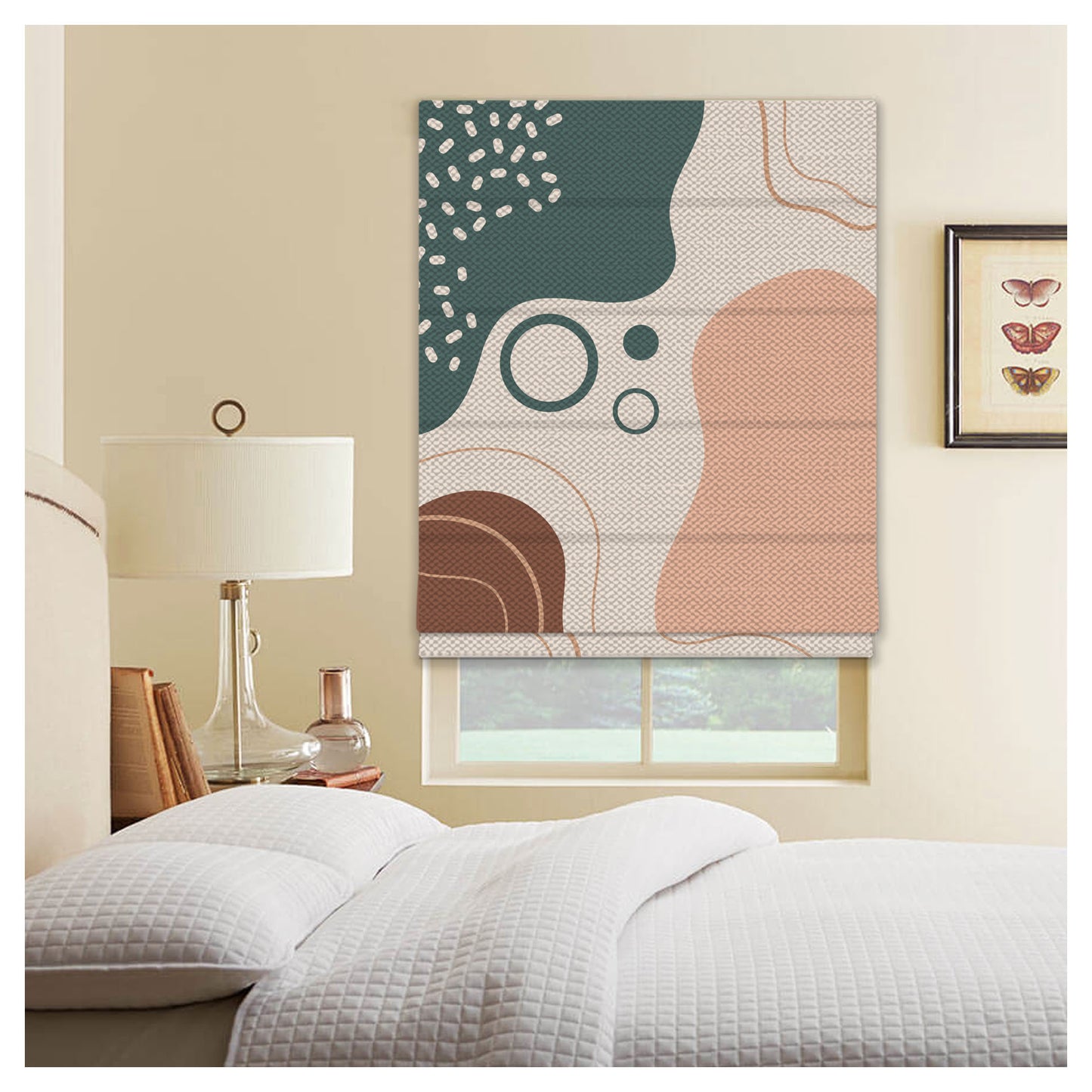 Midcentury Boho Organic Shapes Window Roman Shade