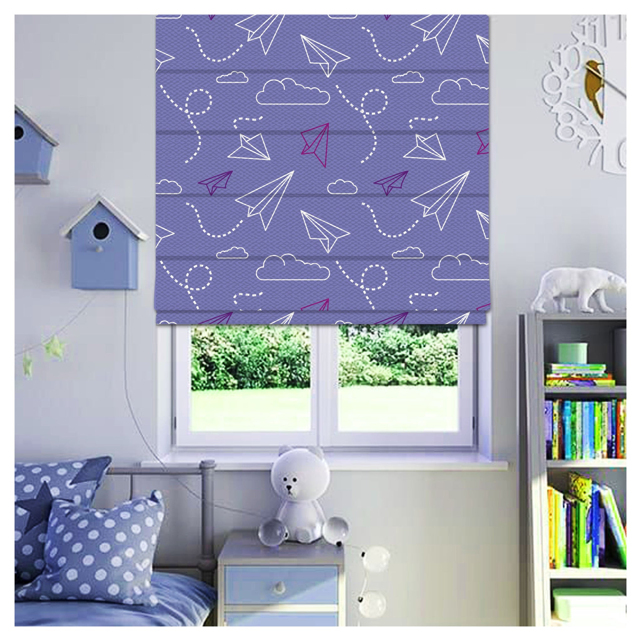 Paper Plane Nursery Dream Big Window Roman Shade – Art Shades