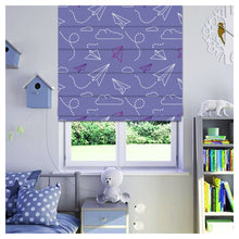 Load image into Gallery viewer, Paper Plane Nursery Dream Big Window Roman Shade
