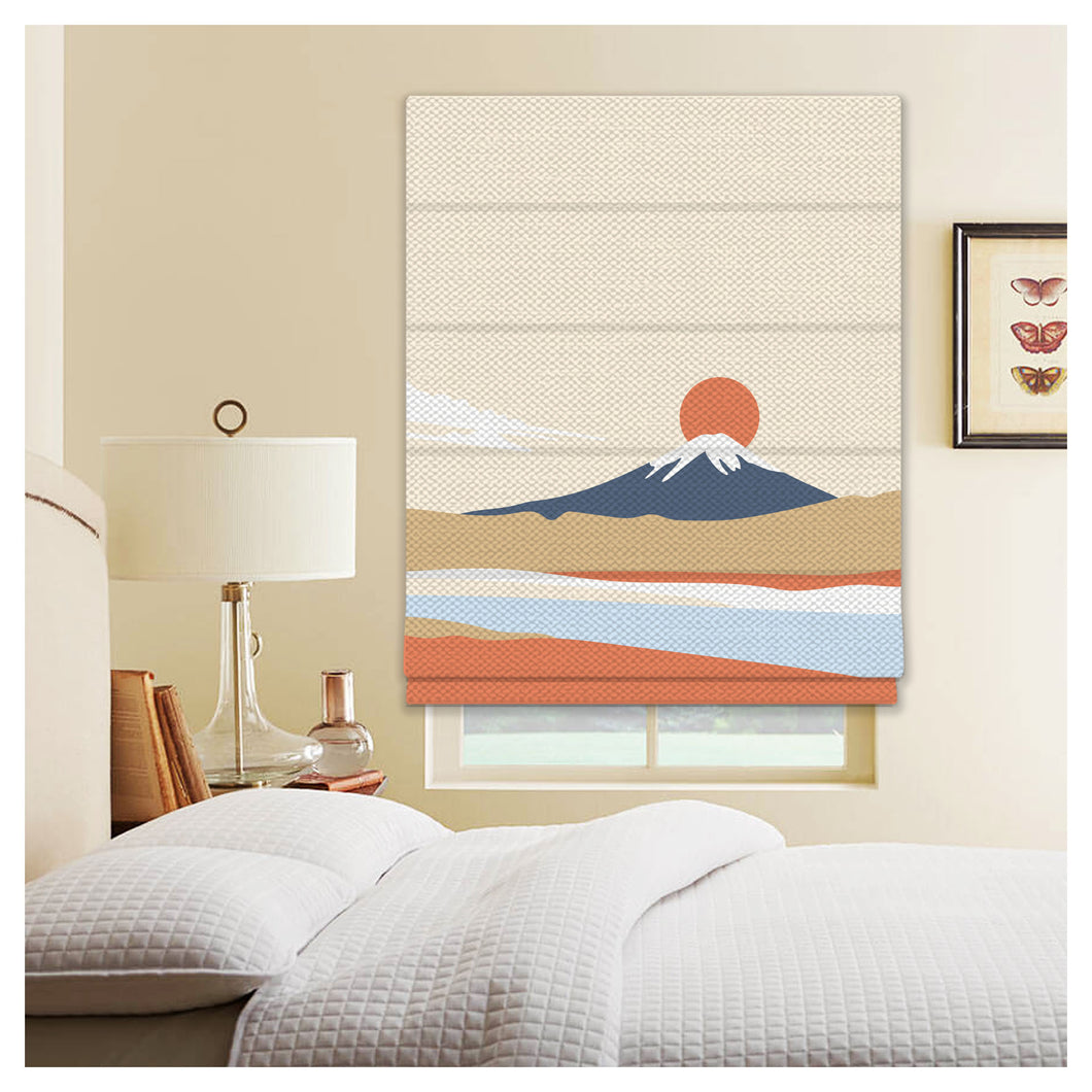 Japanese Fuji Mountain Print Window Roman Shade