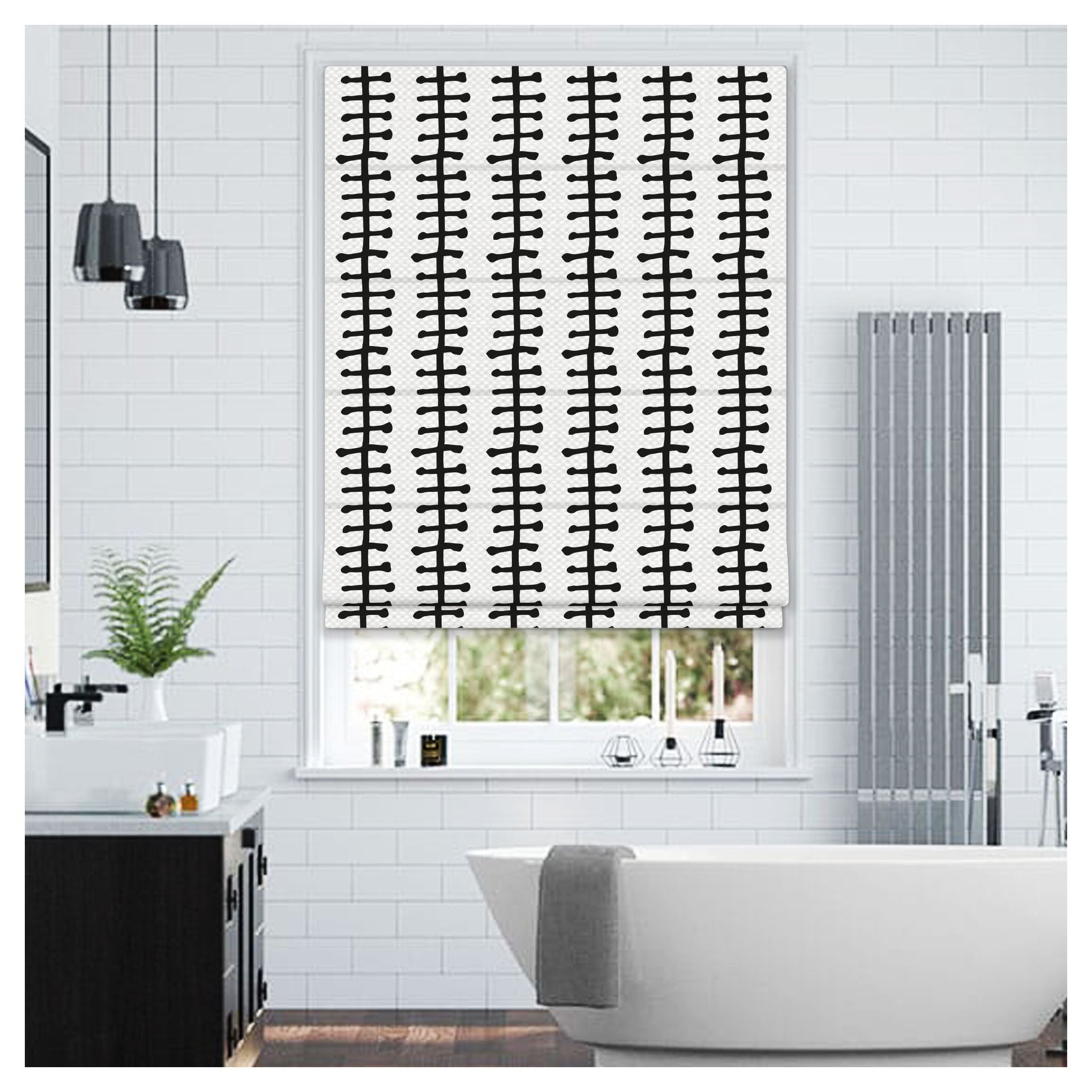 Hand Drawn Doodle Line Stripes Scandinavian Window Roman Shade – Art Shades