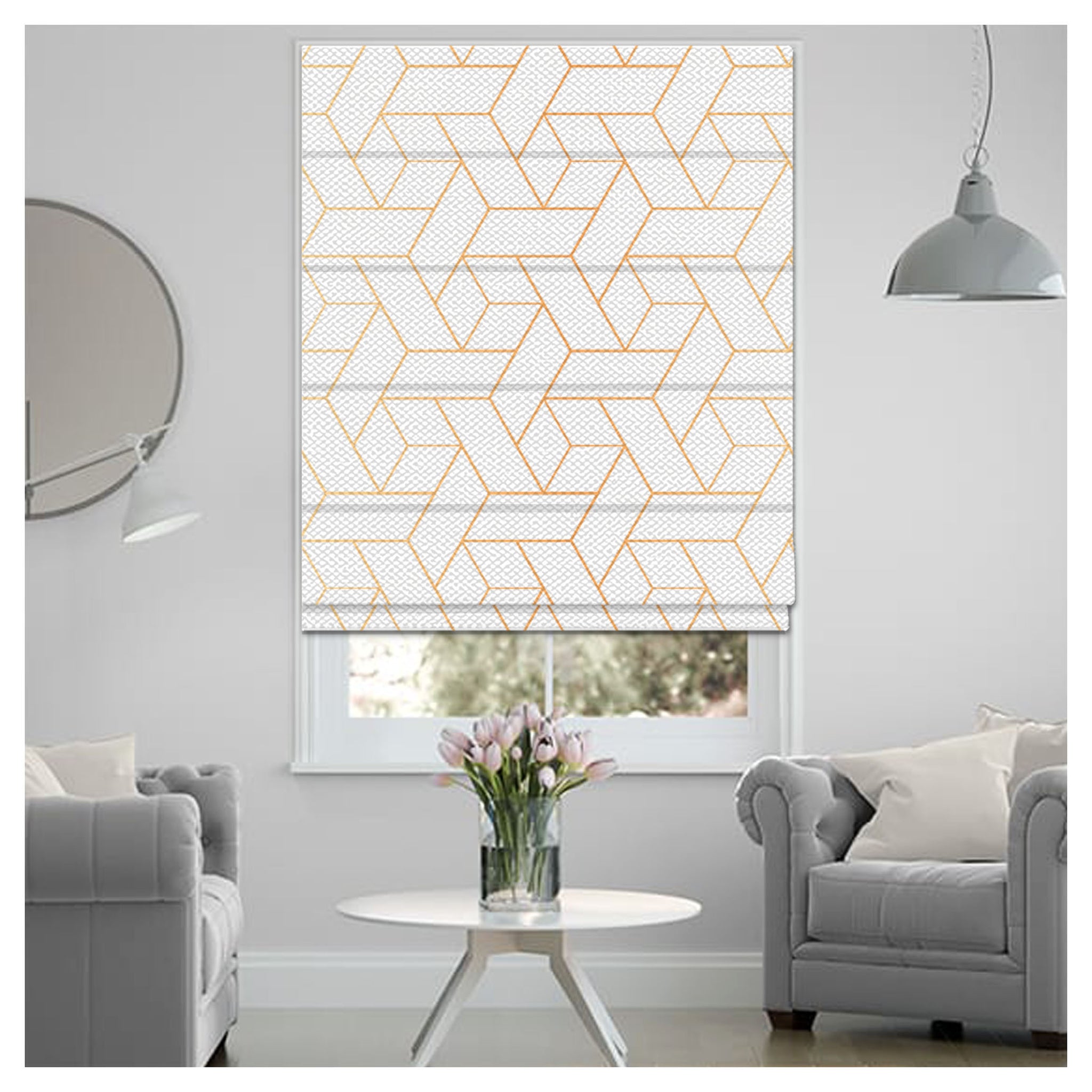 Shaded Pattern Window Contemporary Geometric Pattern Print Window Roman Shade – Art Shades