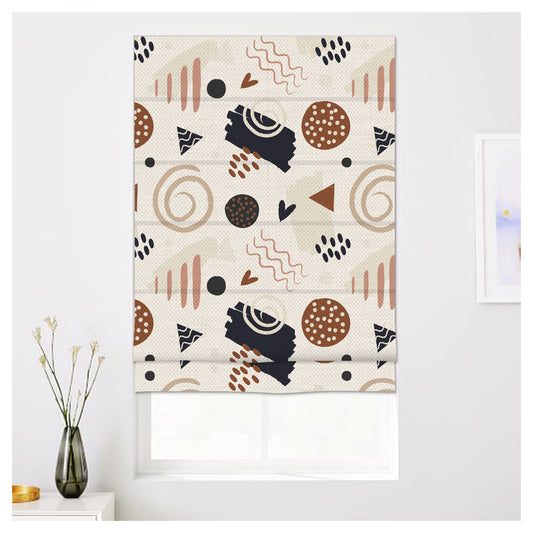 Hand Drawn Abstract Element Pattern Print Roman Shade