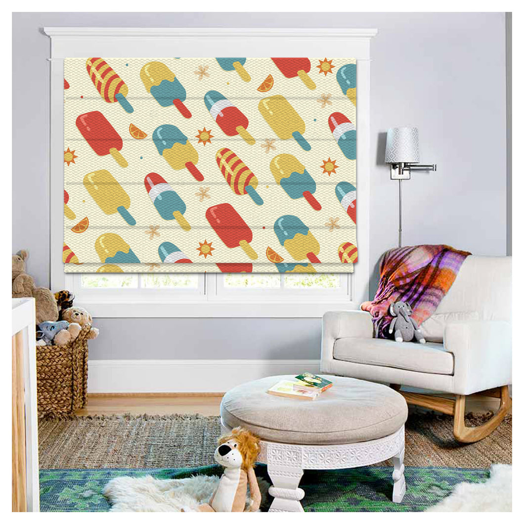 Nursery Ice Cream Pattern Print Window Roman Shade