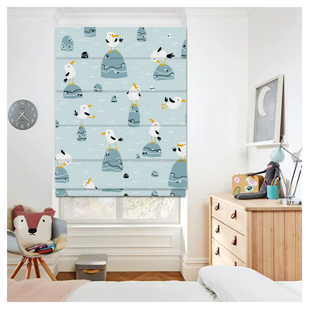 Seagulls Seamless Scandinavian Pattern Print Window Roman Shade