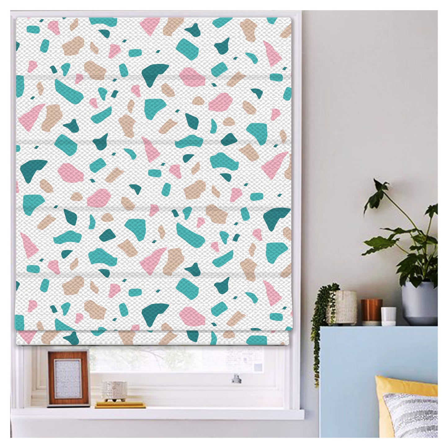 Colorful Terrazzo Pattern Print Window Roman Shade