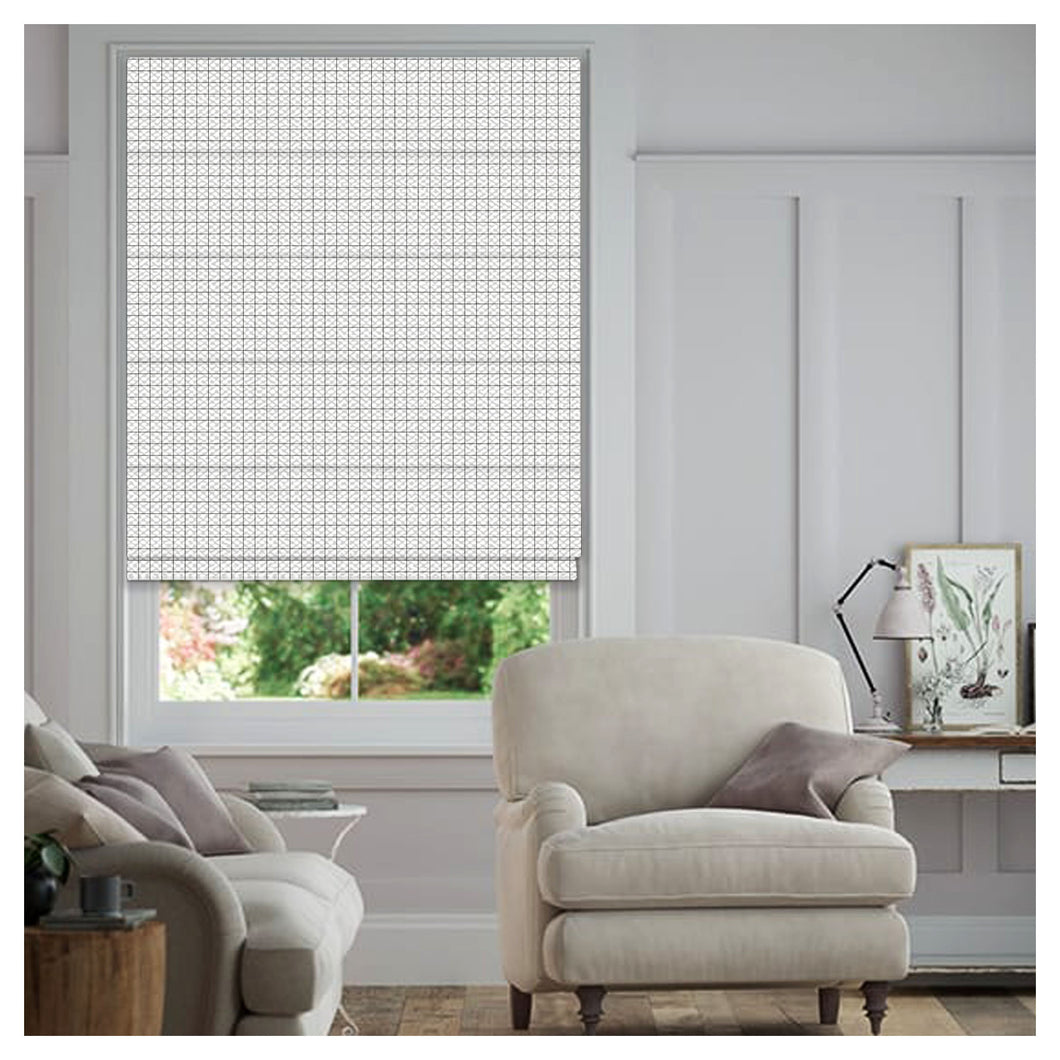 Checked Square Pattern Print Window Roman Shade