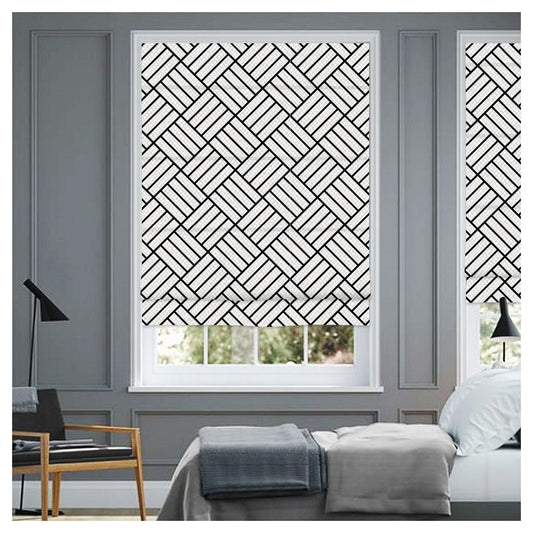 Black and White Minimalist Scandinavian PrintWindow Roman Shade